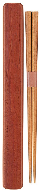 Lacquered Chopsticks & Case Set (L)　Wood Brown#塗箸・箸箱セット（Ｌ） ウッド　ブラウン